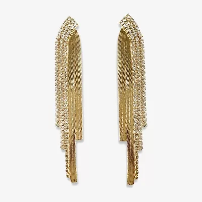 Bijoux Bar Gold Tone Snake Chain Womens Crystal Drop Earrings