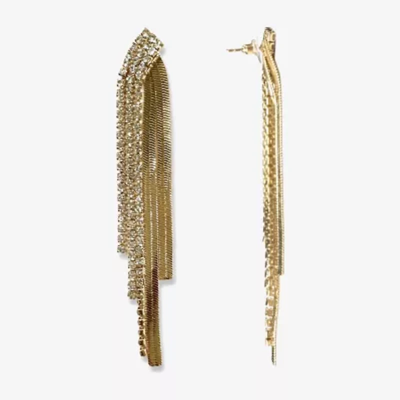 Bijoux Bar Gold Tone Snake Chain Womens Crystal Drop Earrings
