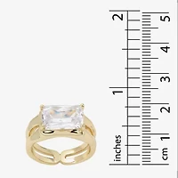 Sparkle Allure Hammered Split Shank Womens Cubic Zirconia 14K Gold Over Brass Cocktail Ring