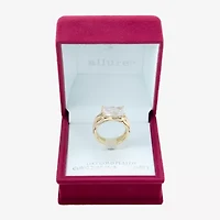 Sparkle Allure Hammered Split Shank Womens Cubic Zirconia 14K Gold Over Brass Cocktail Ring