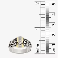 Sparkle Allure Antiqued Womens 4.5MM Cubic Zirconia 14K Gold Over Brass Pure Silver Band