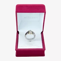 Sparkle Allure Antiqued Womens 4.5MM Cubic Zirconia 14K Gold Over Brass Pure Silver Band