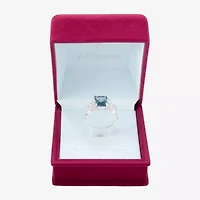 Sparkle Allure Split Shank Womens Blue Crystal Pure Silver Over Brass Cocktail Ring