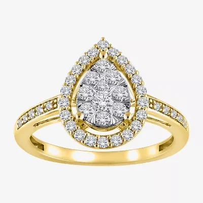 Womens 1/2 CT. T.W. Natural White Diamond 14K Two Tone Gold Cocktail Ring