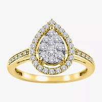 Womens 1/2 CT. T.W. Natural White Diamond 14K Two Tone Gold Cocktail Ring