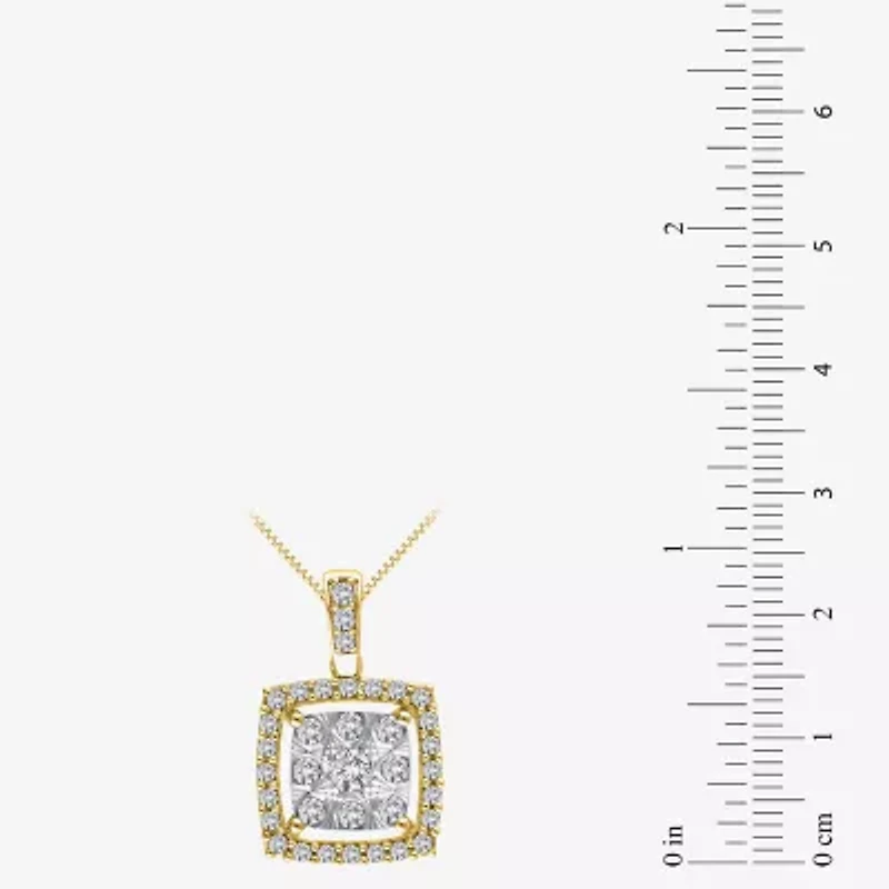 Womens 1/2 CT. T.W. Natural White Diamond 14K Two Tone Gold 18 Inch Pendant Necklace