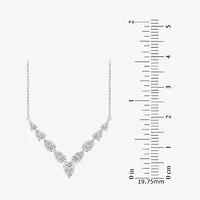 Diamond Blossom (G / Si2) Womens White Diamond 10K White Gold Chevron Necklace
