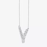 Diamond Blossom (G / Si2) Womens White Diamond 10K White Gold Chevron Necklace