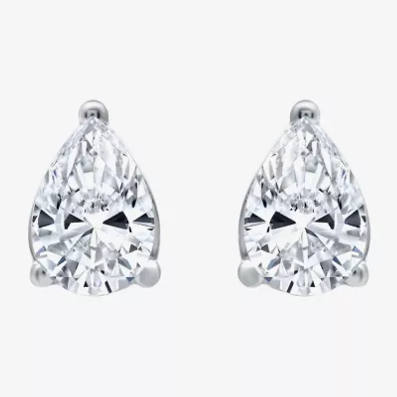 Ever Star (H-I / Si2-I1) 1 CT. T.W. Lab Grown White Diamond 10K White Gold Pear Stud Earrings