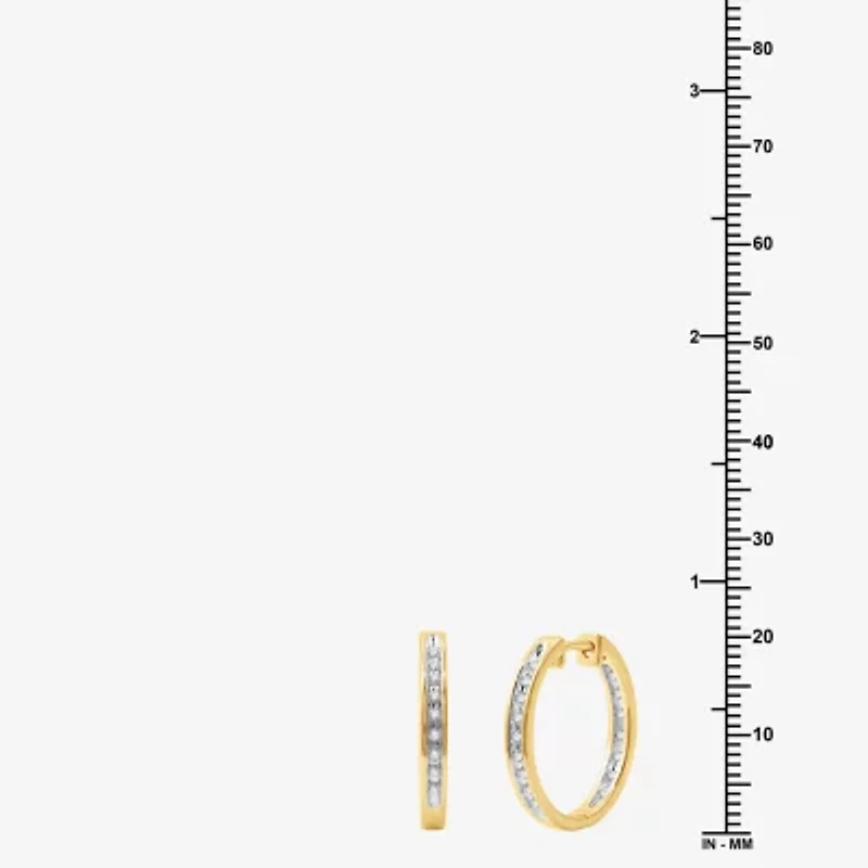 Womens 1/4 CT. T.W. Lab Grown White Diamond 14K Gold Over Silver Sterling Silver 20.2mm Hoop Earrings