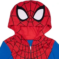 Disney Collection Little & Big Kid Boys Spiderman Microfleece Hooded Long Sleeve One Piece Pajama
