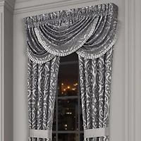 Queen Street Bylthe Pewter Rod Pocket Waterfall Valance