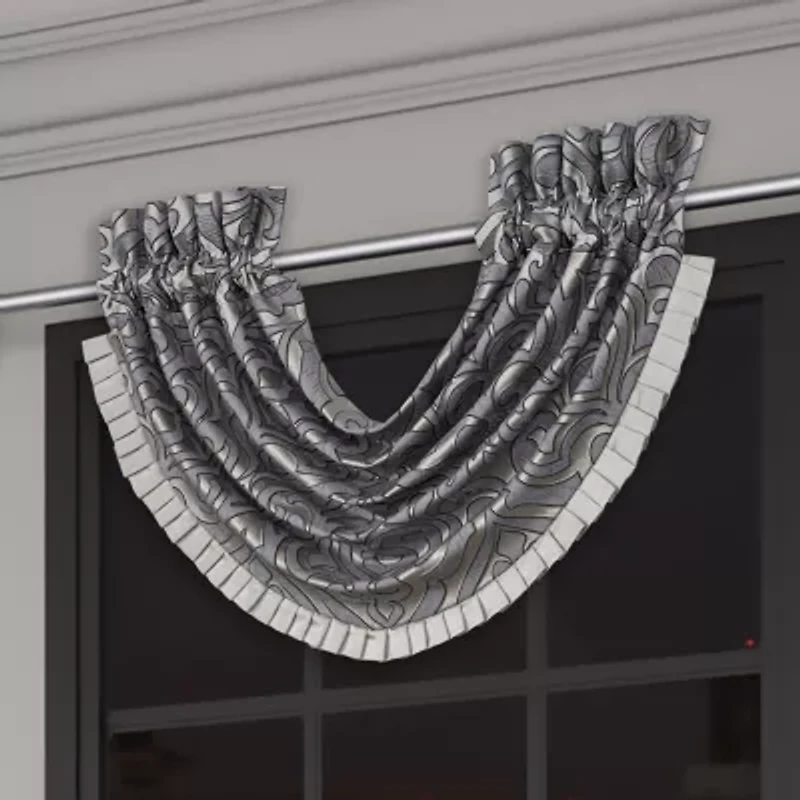 Queen Street Bylthe Pewter Rod Pocket Waterfall Valance
