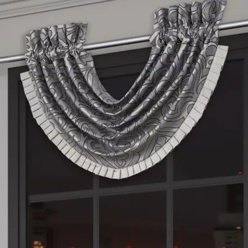Queen Street Bylthe Pewter Rod Pocket Waterfall Valance