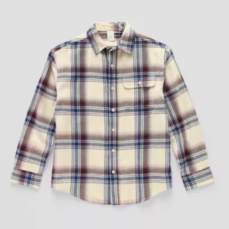 Thereabouts Little & Big Kid Boys Long Sleeve Regular Fit Flannel Shirt