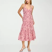 Trixxi Womens Juniors Floral Midi Fit + Flare Dress