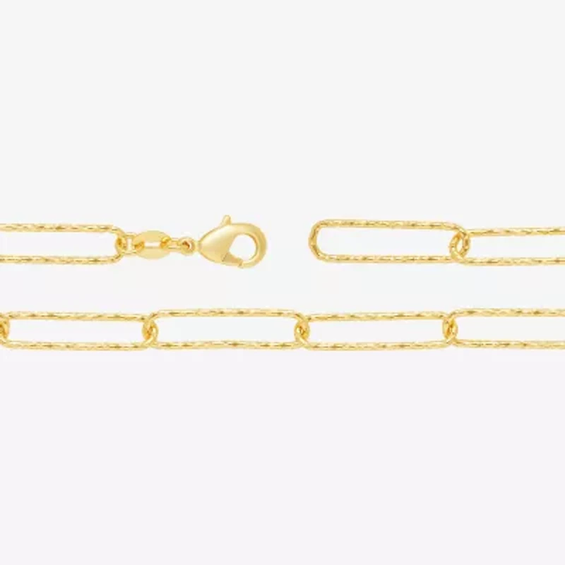 Silver Reflections Womens 18K Gold Over Brass 18 Inch Paperclip Chain Necklace