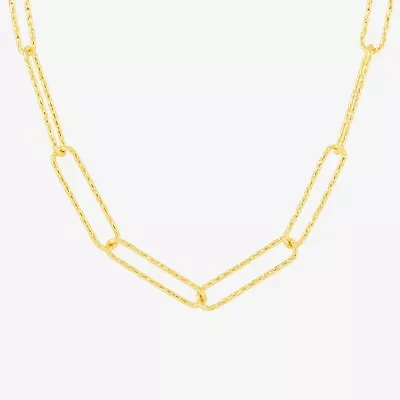 Silver Reflections Womens 18K Gold Over Brass 18 Inch Paperclip Chain Necklace