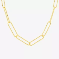 Silver Reflections Womens 18K Gold Over Brass 18 Inch Paperclip Chain Necklace