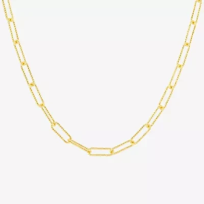 Silver Reflections Womens 18K Gold Over Brass 18 Inch Paperclip Chain Necklace
