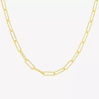 Silver Reflections Womens 18K Gold Over Brass 18 Inch Paperclip Chain Necklace