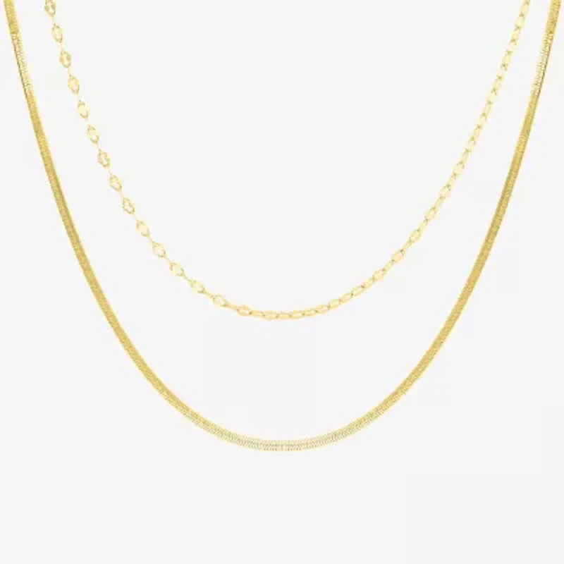 Womens 18K Gold Over Brass 2-pc. Necklace Set