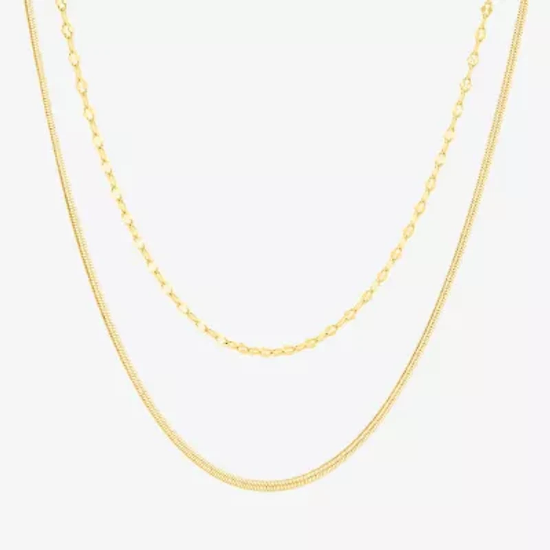 Womens 18K Gold Over Brass 2-pc. Necklace Set