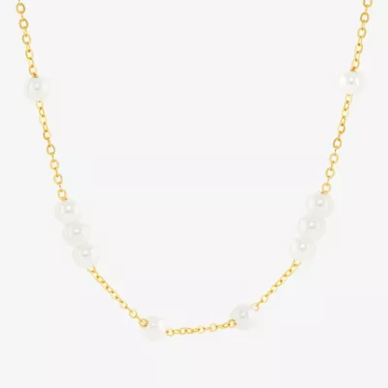 Silver Reflections Womens 18K Gold Over Brass 18 Inch Cable Chain Necklace
