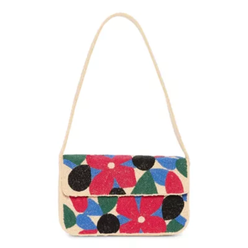 SOL and MER Beaded Baguette Shoulder Bag