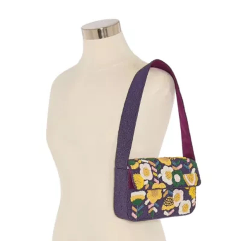 SOL and MER Beaded Baguette Shoulder Bag