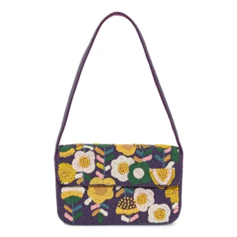 SOL and MER Beaded Baguette Shoulder Bag