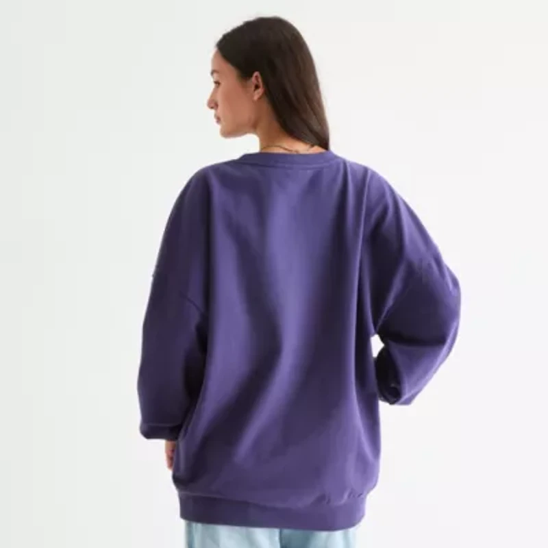 New York Womens Crew Neck Long Sleeve Embroidered Juniors Sweatshirt