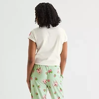 Strawberry Shortcake Pointelle Ringer Tee Womens Crew Neck Short Sleeve Fitted Juniors Graphic T-Shirt