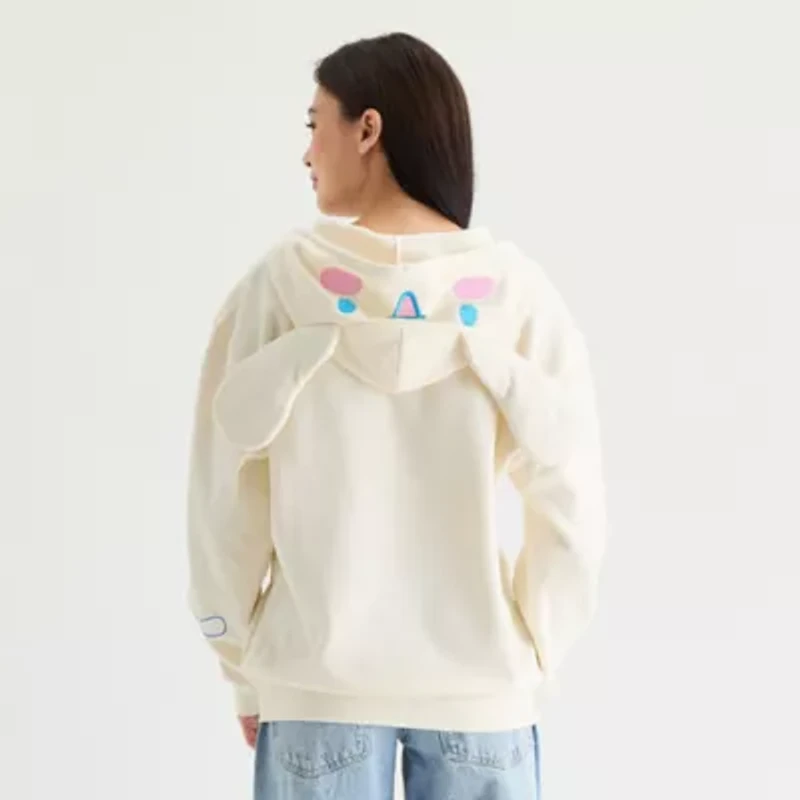 Cinnamaroll Cosplay Full Zip Hoodie Womens Long Sleeve Embroidered Hello Kitty Fleece Zipper Juniors