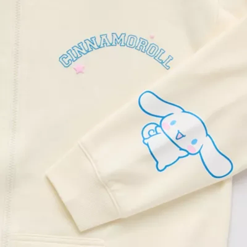 Cinnamaroll Cosplay Full Zip Hoodie Womens Long Sleeve Embroidered Hello Kitty Fleece Zipper Juniors