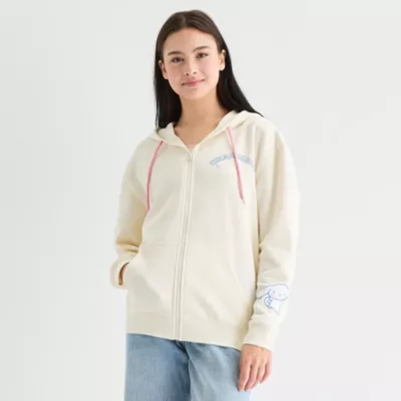 Cinnamaroll Cosplay Full Zip Hoodie Womens Long Sleeve Embroidered Hello Kitty Fleece Zipper Juniors