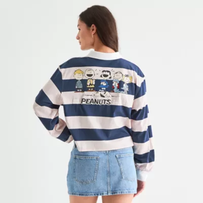 Grayson Threads, The Label Juniors Womens Long Sleeve Peanuts Snoopy Polo Shirt
