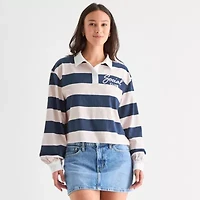 Grayson Threads, The Label Juniors Womens Long Sleeve Peanuts Snoopy Polo Shirt