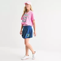 Peanuts 75th Social Club Cropped Tee Womens V Neck Short Sleeve Loose Fit Snoopy Juniors Graphic T-Shirt