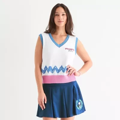 Juniors Peanuts 75th Social Club Sweater Womens Vest