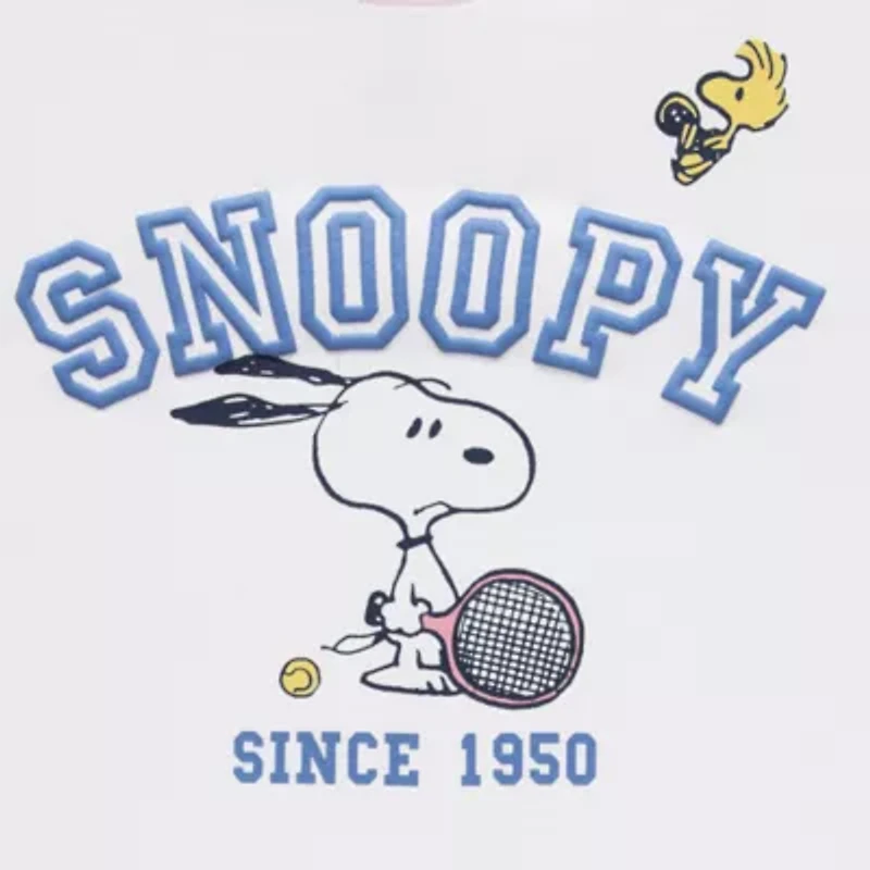 Peanuts 75th Social Club  Ringer Tee Womens Crew Neck Short Sleeve Fitted Snoopy Juniors Graphic T-Shirt