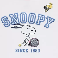 Peanuts 75th Social Club  Ringer Tee Womens Crew Neck Short Sleeve Fitted Snoopy Juniors Graphic T-Shirt