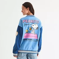 Peanuts 75th Social Club Bomber Womens Snoopy Fleece Midweight Juniors Jacket