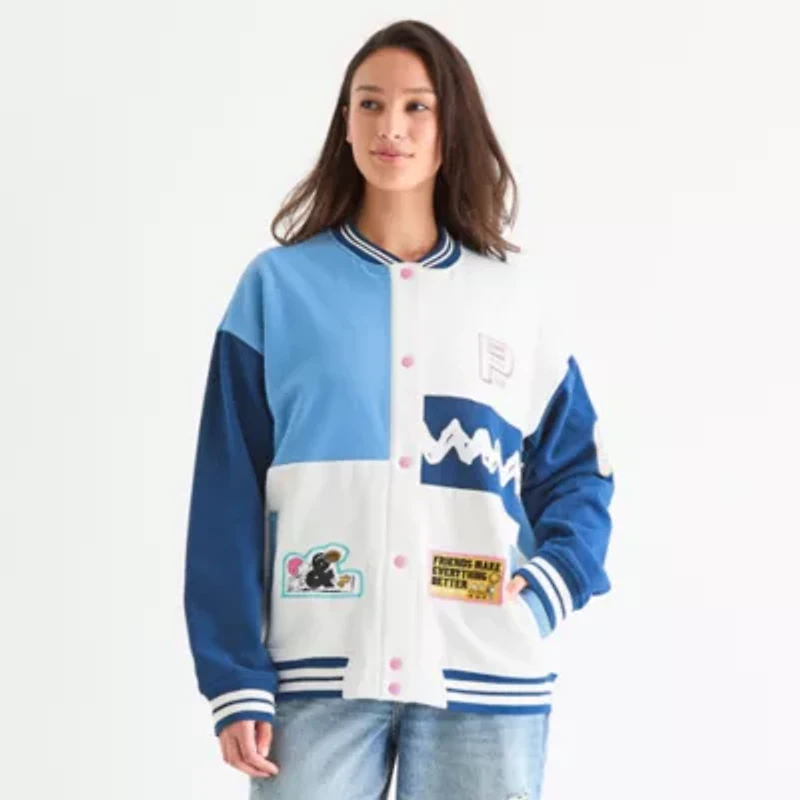 Peanuts 75th Social Club Bomber Womens Snoopy Fleece Midweight Juniors Jacket