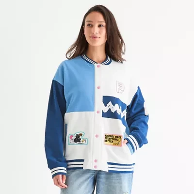 Peanuts 75th Social Club Bomber Womens Snoopy Fleece Midweight Juniors Jacket