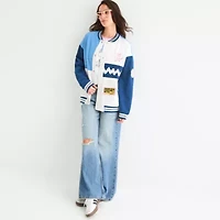 Peanuts 75th Social Club Bomber Womens Snoopy Fleece Midweight Juniors Jacket