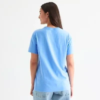 Stitch Scary Boyfriend Tee Womens Crew Neck Short Sleeve Regular Fit Lilo & Juniors Graphic T-Shirt