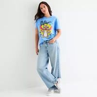 Stitch Scary Boyfriend Tee Womens Crew Neck Short Sleeve Regular Fit Lilo & Juniors Graphic T-Shirt