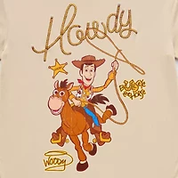 Womens Crew Neck Short Sleeve Regular Fit Toy Story Woody Juniors Graphic T-Shirt