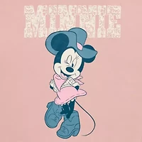 Minne Cowgirl Crew Sweatshirt Womens Neck Long Sleeve Mickey and Friends Minnie Mouse Juniors